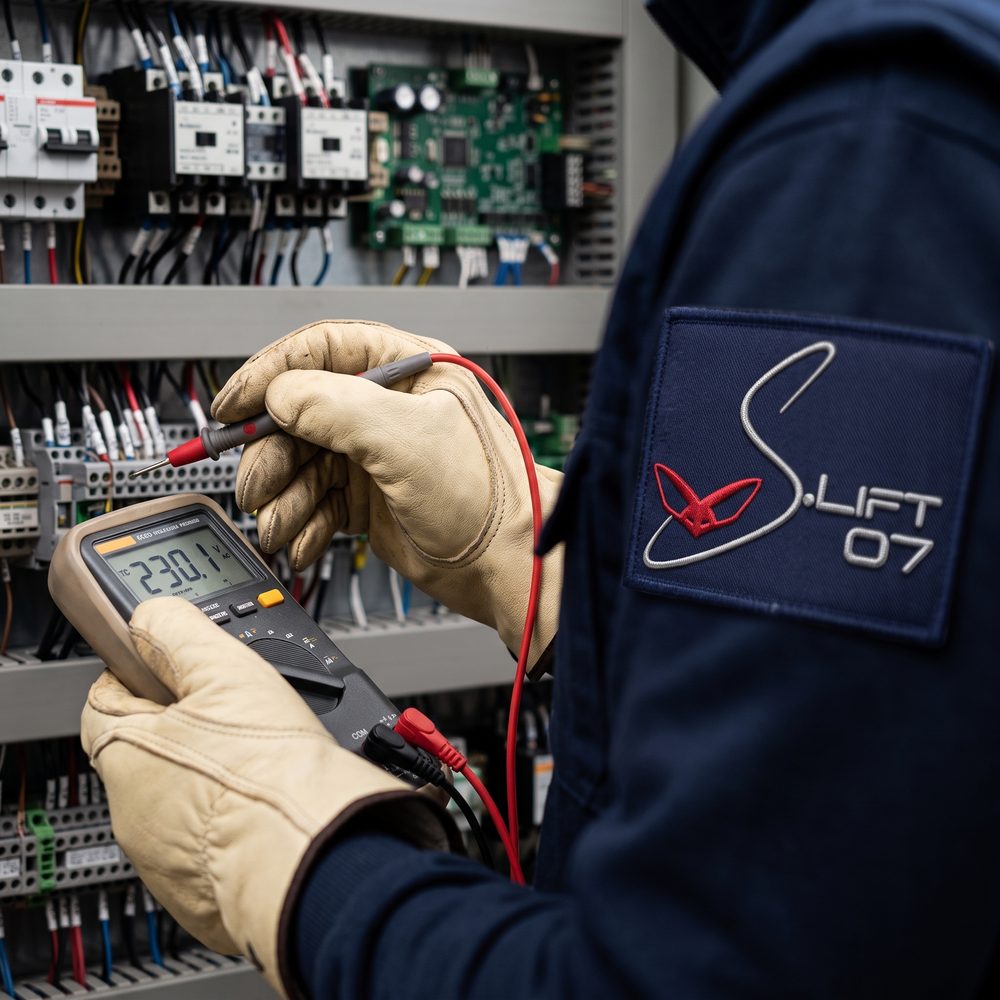 Contrôle électrique lors d'une visite de maintenance préventive